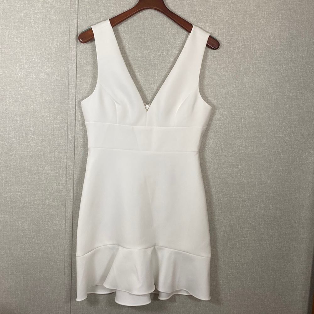 NWT BCBGMaxAzria Off White Eve Flounce Mini Dress